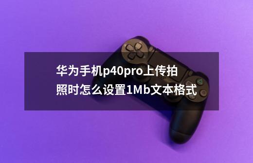 华为手机p40pro上传拍照时怎么设置1Mb文本格式-第1张-游戏相关-话依网